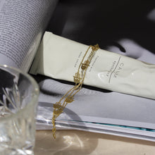 Load image into Gallery viewer, beautiful Hamsa hand layered bracelet in 16k gold vermeil dainty
