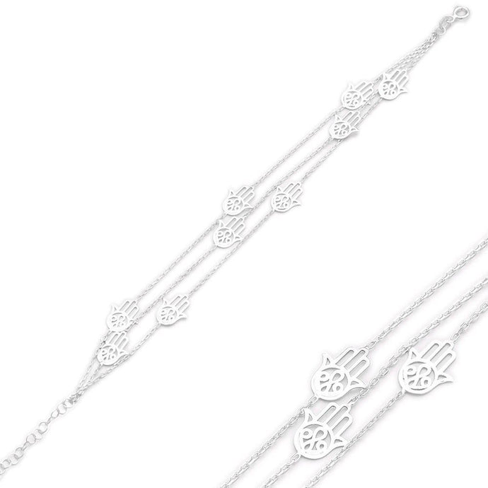 Maisie Hamsa Hand Silver Layered Bracelet