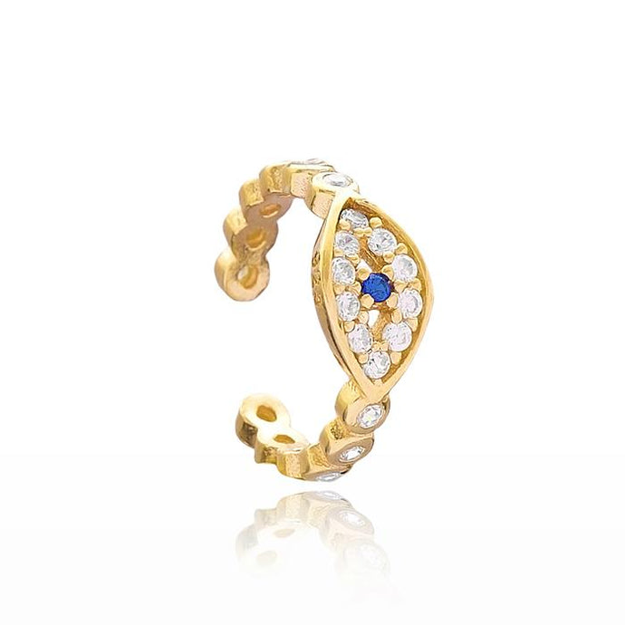 Maya Evil Eye Ear Cuff with Sapphire and Cubic Zirconia