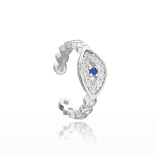 Load image into Gallery viewer, Maya Evil Eye Ear Cuff with Sapphire and Cubic Zirconia
