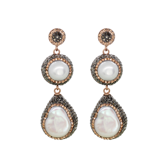 Queen Of The Sea Dangle Earring With Cultured Pearls In Rose Gold