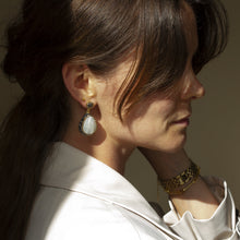 Load image into Gallery viewer, Snow Moon Single Drop Mother of Pearl Dangle Earring With Hematite
