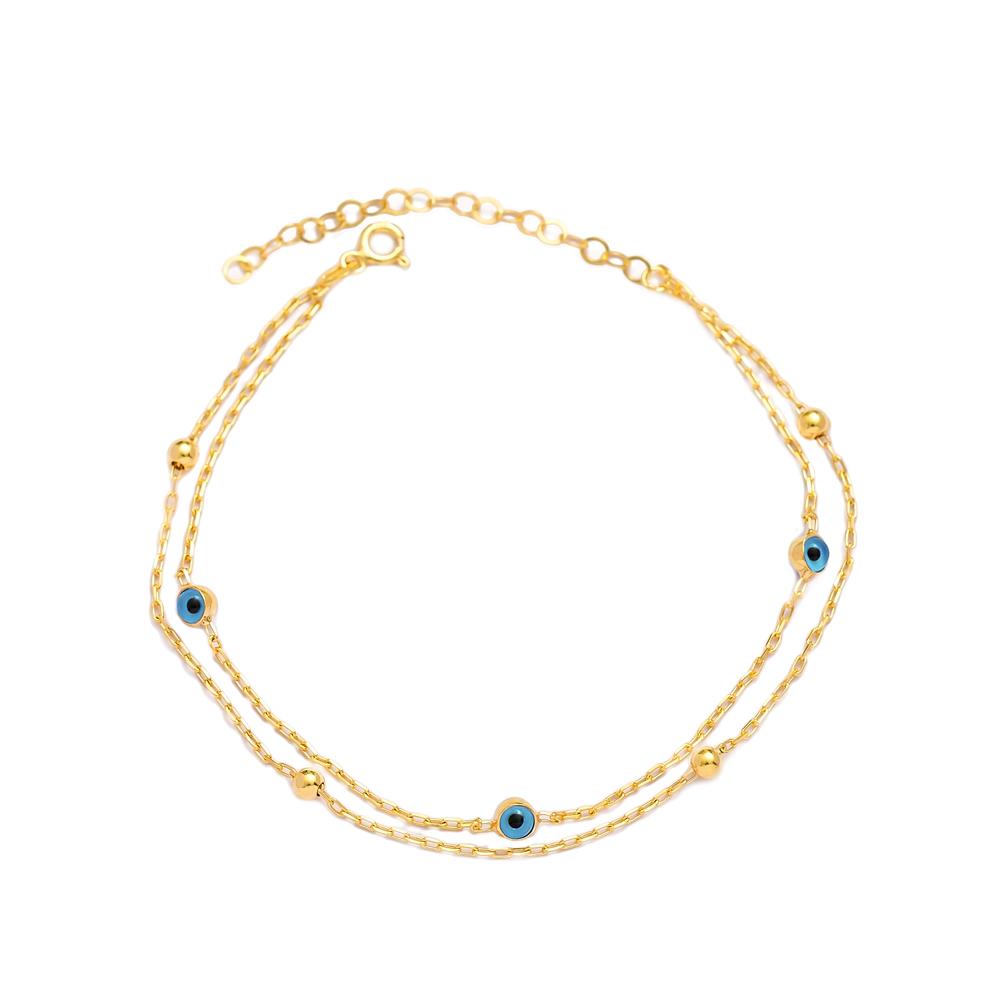 Sofia Minimalistic Layered Evil Eye Anklet Gold