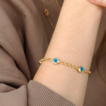 Load image into Gallery viewer, gold chunky bracelet evil eye
