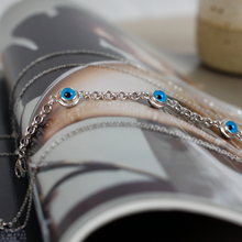 Load image into Gallery viewer, evil eye silver bracelet 
