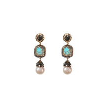 Load image into Gallery viewer, Pearl &amp; Turquoise Double Drop
