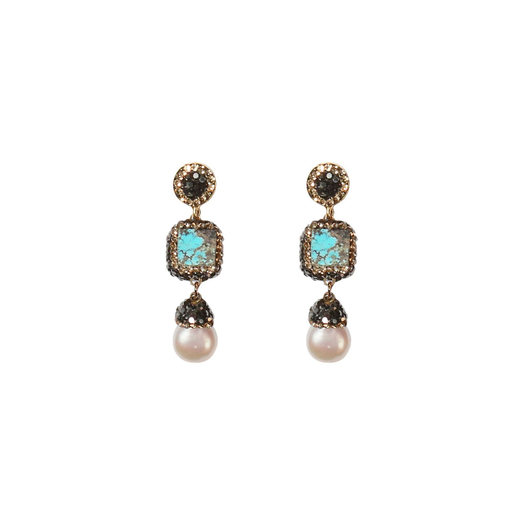 Pearl & Turquoise Double Drop